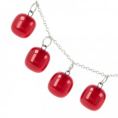 WAGA - Czerwony komplet biżuterii szklanej DOTS naszyjnik + kolczyki SOU0904
