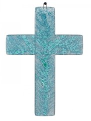 Turquoise glass wall cross