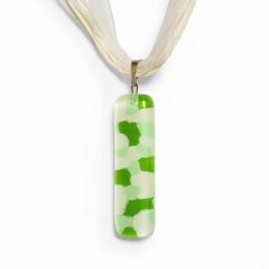 Rectangular glass pendant in green color DAISY P1407