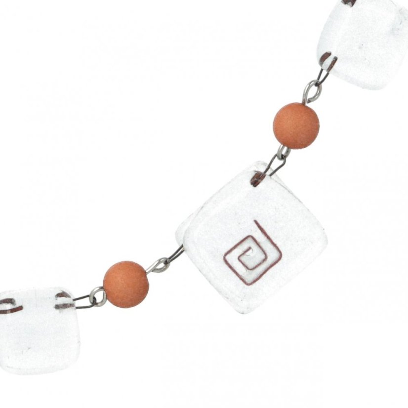 WAGA - Set of glass jewelry clear necklace + earrings SOU0501