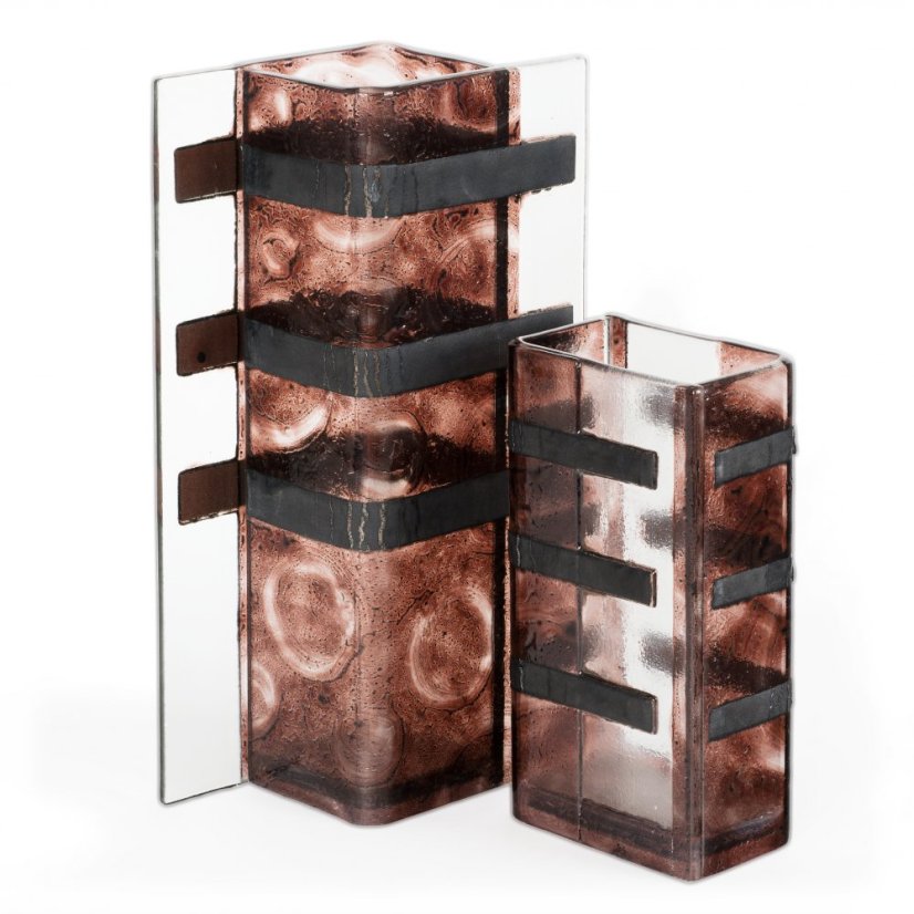 Brown glass vase LAVA WINGS