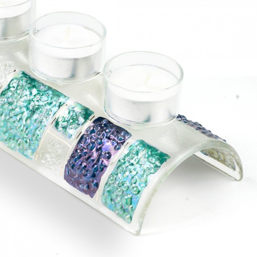 Glass Advent blue-green candlestick
