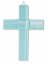 Skleněný kříž na křtiny pastelový modrý - s linkami
