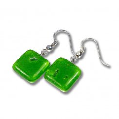 Green glass earrings DAISY N1411