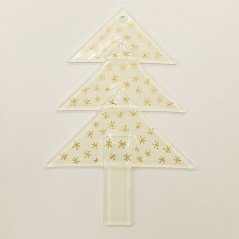 Szklane drzewko ornament w kolorze Białym - gwiazdy