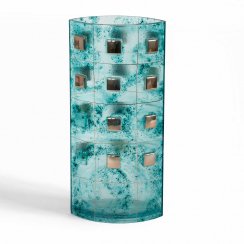 Turquoise glass vase MIRA with platinum