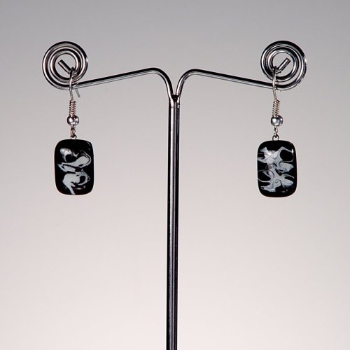 Glass earrings black KIM N0804