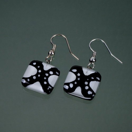 Black and white glass earrings LENORE N1703