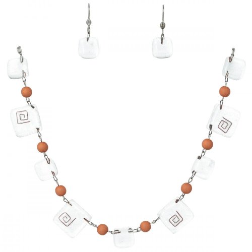 WAGA - Súprava sklenených šperkov číra náhrdelník + náušnice SOU0501