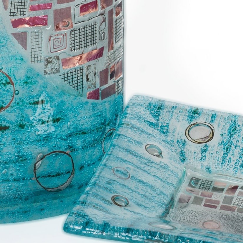 Turquoise glass vase LUNA