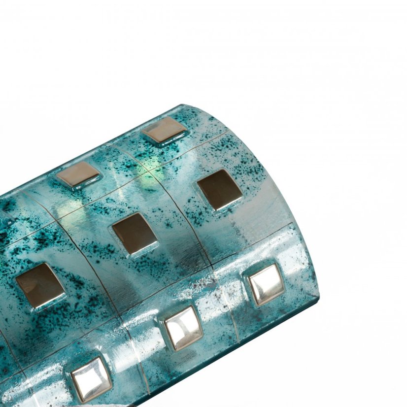 Turquoise glass vase MIRA with platinum