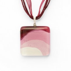 Glass pendant square pink HELENE P1116