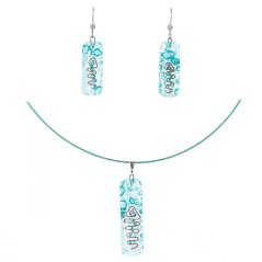 Súprava sklenených šperkov tyrkysová SOU0107
