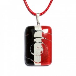 Rectangular glass pendant in red SARAH P0908