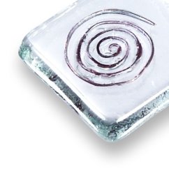 Square glass pendant made of clear glass P0502