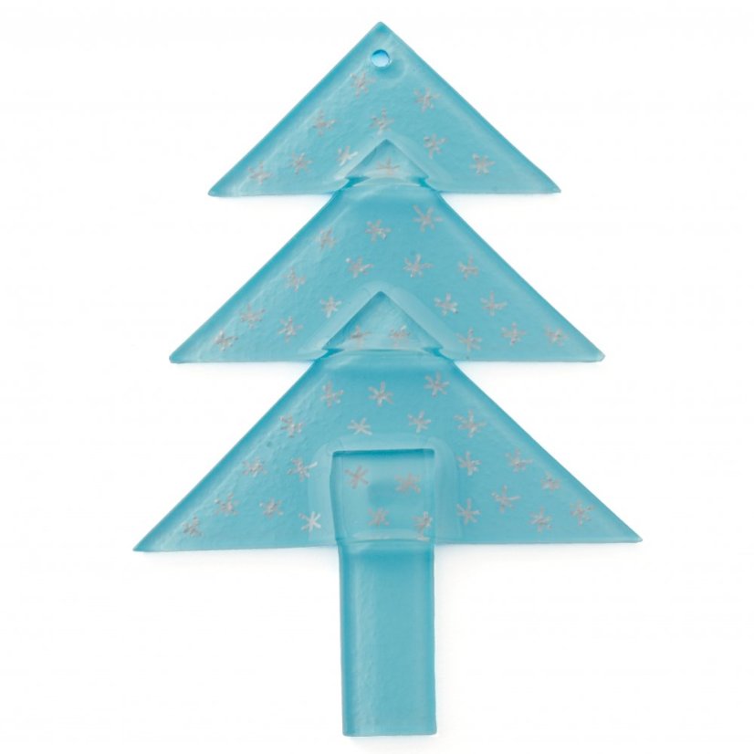 Christmas glass ornament tree light blue - stars