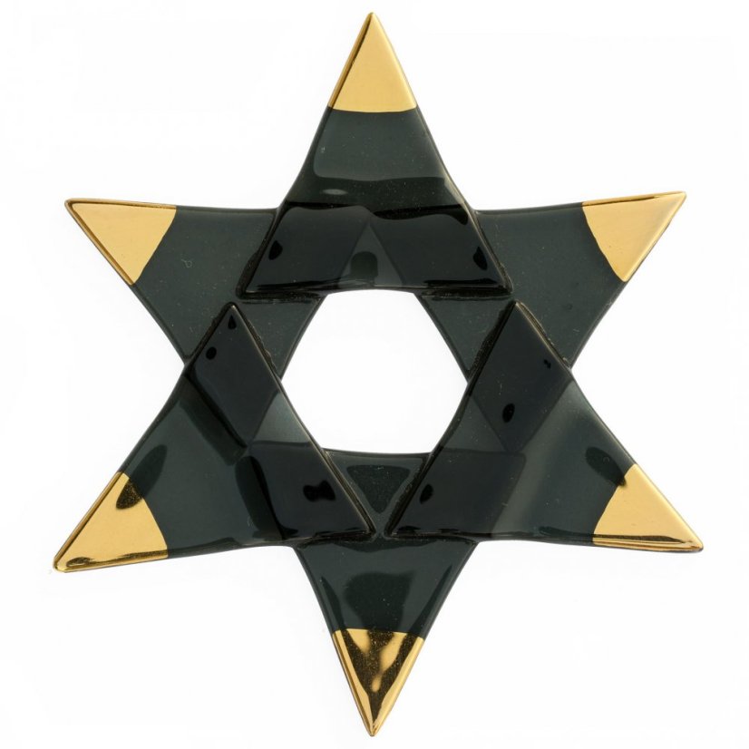 Christmas glass star black - gold spikes