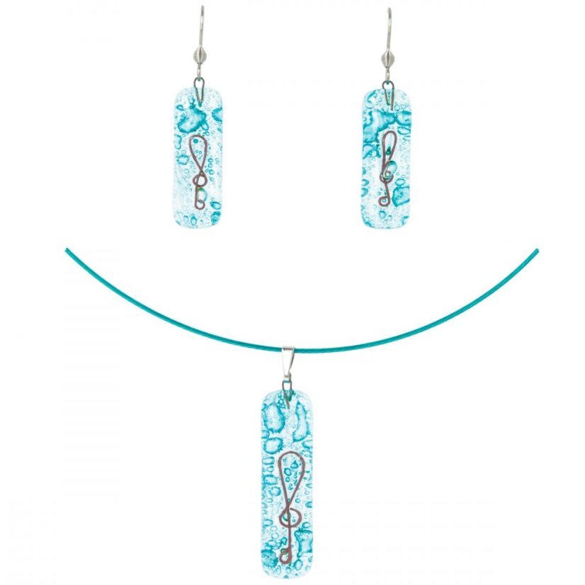 Set glass jewelry turquoise SOU0106