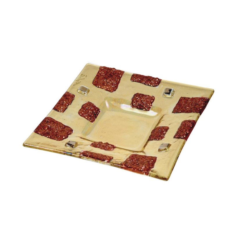 Świecznik szklany czerwono-żółty MORN CITY ze świecą zapachową