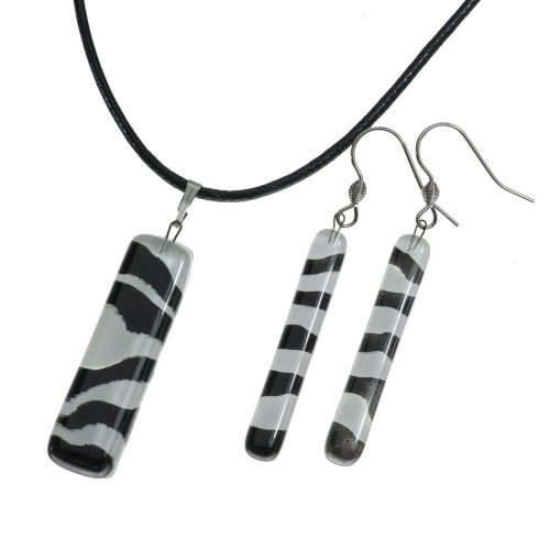 Set of black and white glass jewelry LENORE - 1702