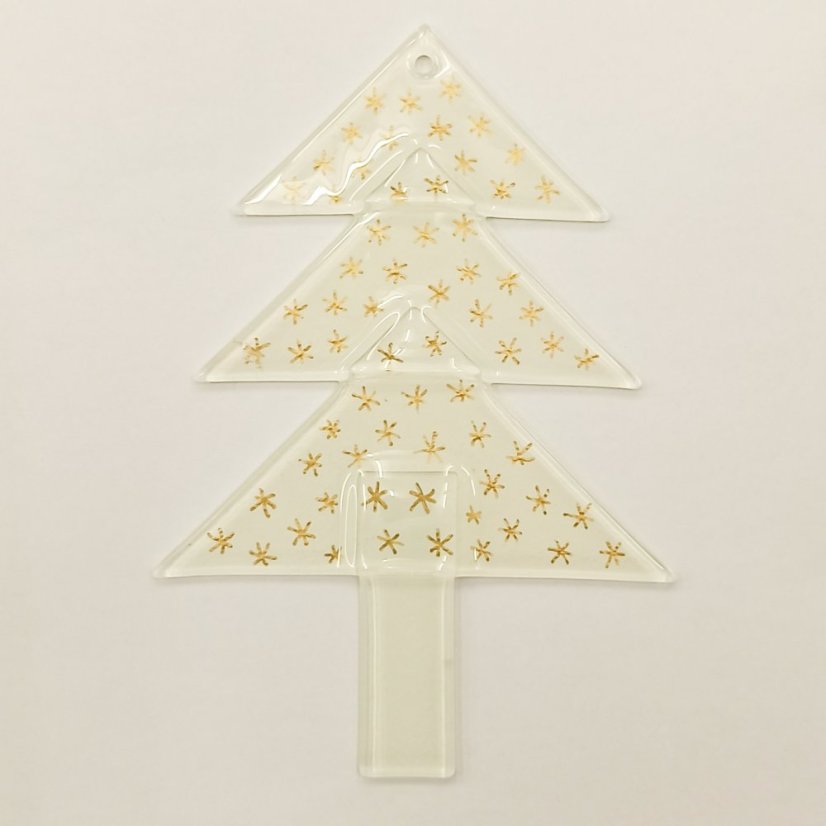 Szklane drzewko ornament w kolorze Białym - gwiazdy