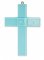 Szklany krzyż z okazji chrztu jasnoniebieski
