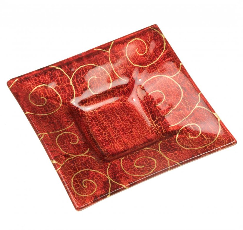 Glass candlestick JUNE red 03 - spirals
