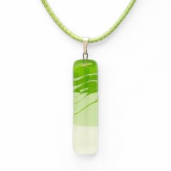 Rectangular green glass pendant DAISY P1409