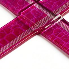Deep pink glass wall cross - with lines