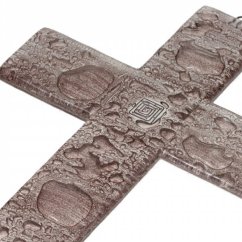 Brown glass wall cross – with spiral