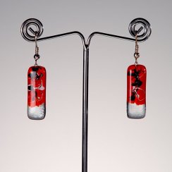 Red glass earrings SARAH  N0905