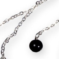 Szklane kolczyki czarne na łańcuszku DOTS N0801