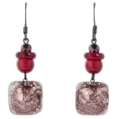 Brown glass earrings with beads NK0202