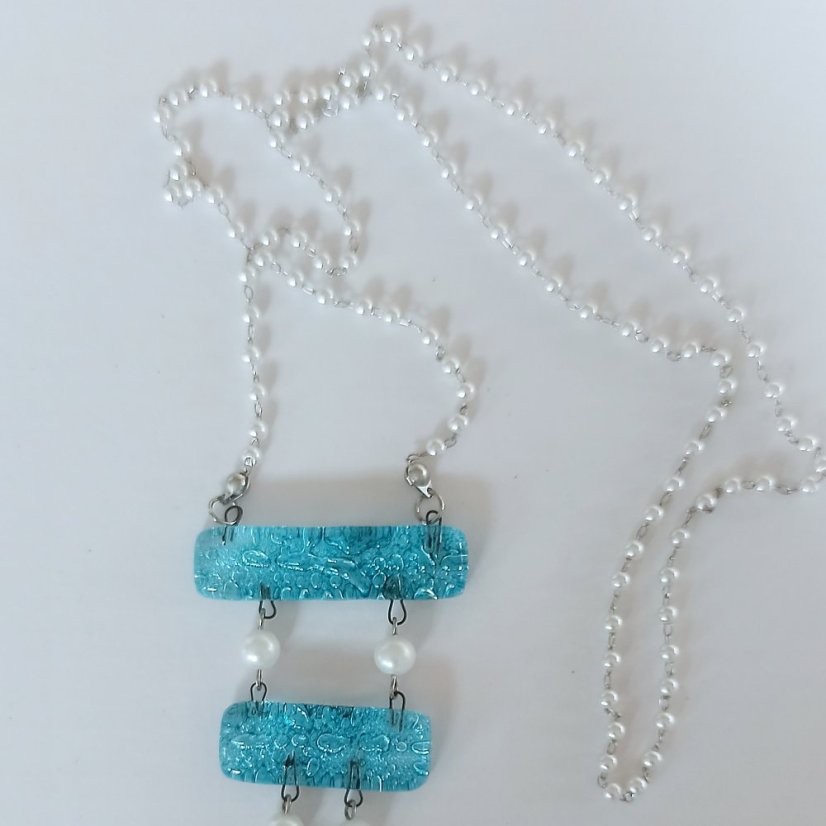 Szkło naszyjnik turkus drabina NH0103