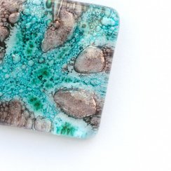 Glass pendant turquoise brown square MEMPHIS P0403
