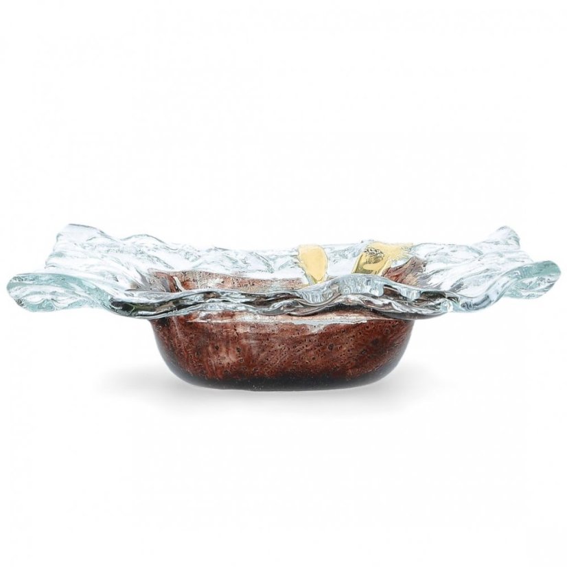 Glass bowl TERRA brown with lace – square