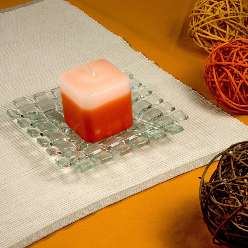 Glass clear candlestick CLARA with scented candle