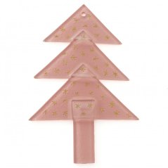 Szklane drzewko ornament w kolorzew pastelowym czerwonym - gwiazdy