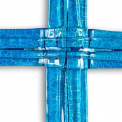Sklenený kríž na stenu modrý vrstvený