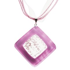Glass pendant rhombus, pink HELENE - OWL P1112