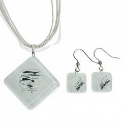 White glass jewelry set - 0701