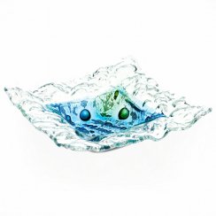 Glass bowl MADEIRA with lace – square