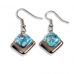 PLATINUM glass earrings turquoise brown NP0402