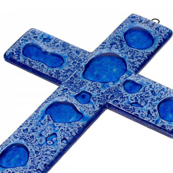 Dark blue glass wall cross