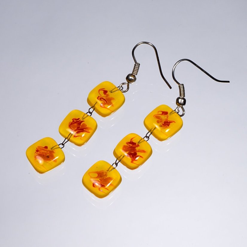 Glass earrings yellow JULIET N1303