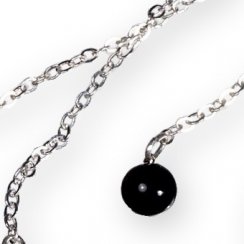 Black glass earrings on a chain DOTS N0801
