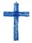 Sklenený kríž na stenu tmavomodrý vrstvený