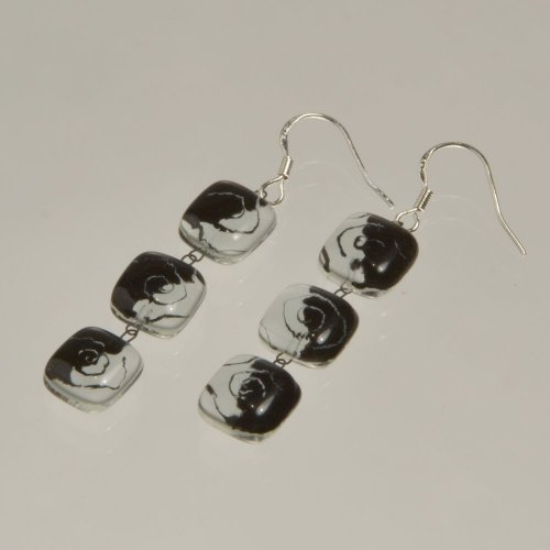 Black and white glass earrings LENORE N1708