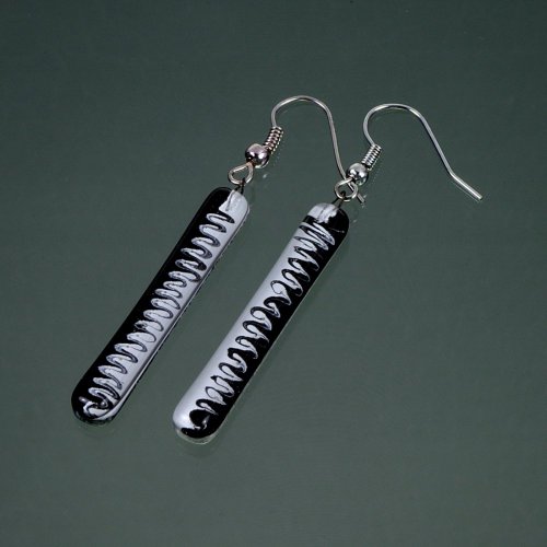 Black and white glass earrings LENORE N1702