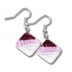 Pink glass earrings HELENE N1101